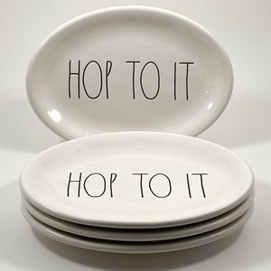 Rae Dunn “Hop To It” Easter Egg Plates - Set of 4